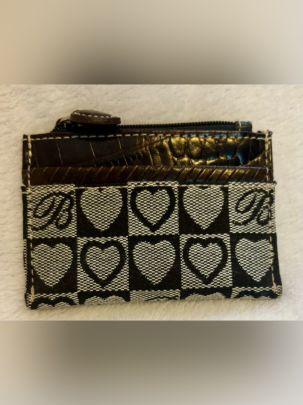Brighton Black and Cream Heart Pattern Card Holder
